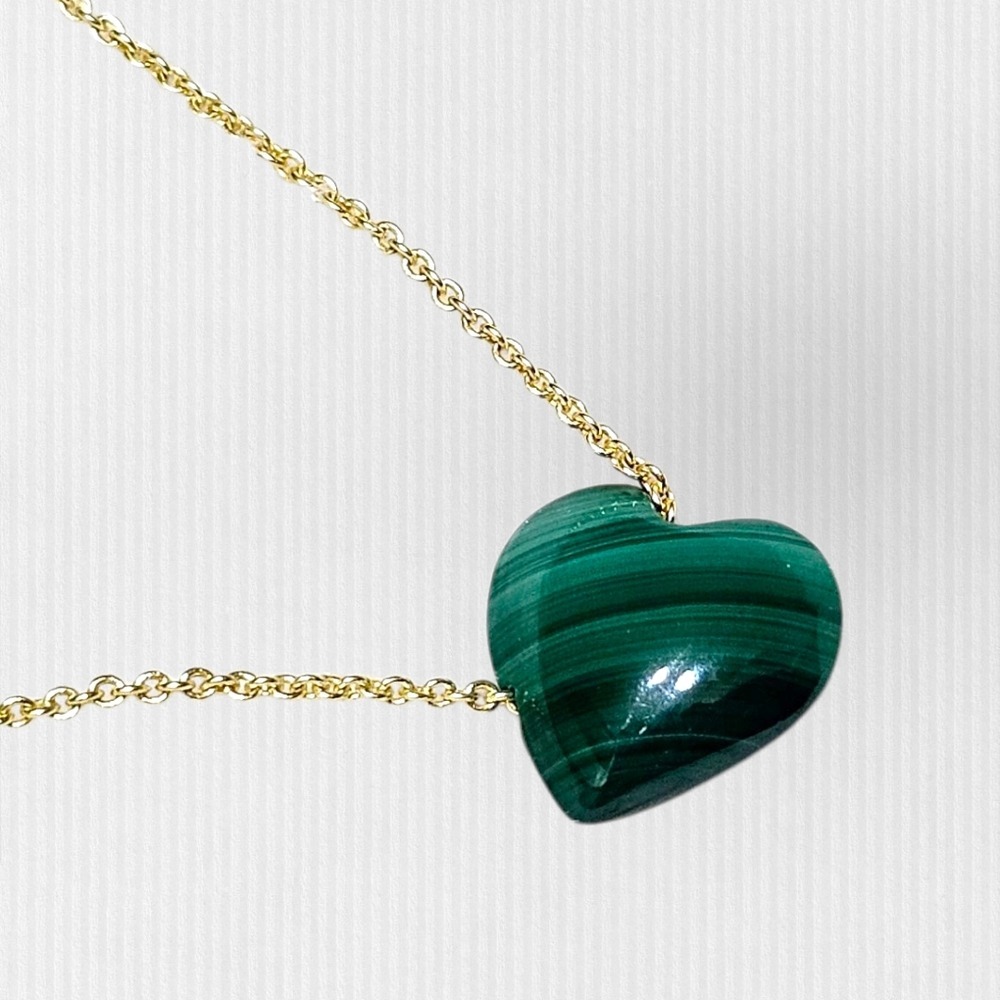 BaubleBar Juno Malachite Necklace Green Stone for Healing & Gold NWT 16+3 ext - Picture 2 of 5